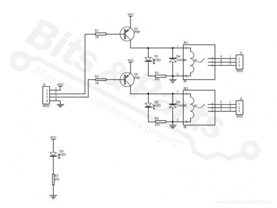 Relais board 2-kanaals 5V - optocoupled